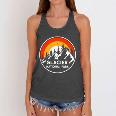 Glacier National Park Mountain Trees & Sun Camping Hiking Women's Knotted Racerback Tank