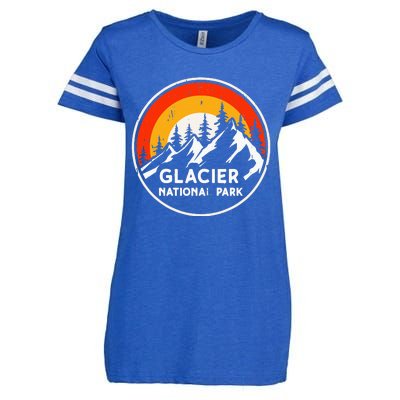 Glacier National Park Mountain Trees & Sun Camping Hiking Enza Ladies Jersey Football T-Shirt