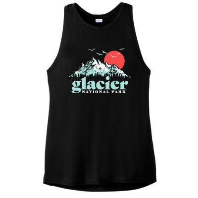 Glacier National Park Vintage 80s Mountains Cute Gift Ladies PosiCharge Tri-Blend Wicking Tank