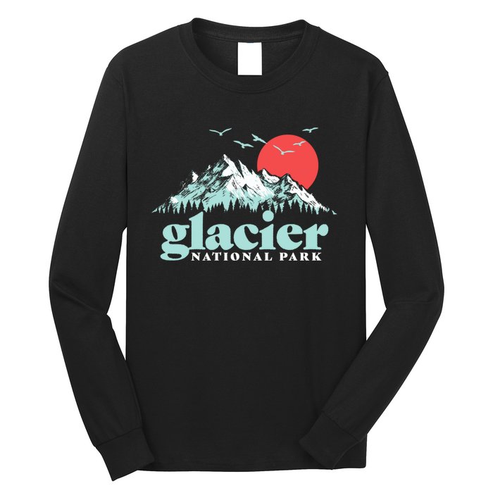 Glacier National Park Vintage 80s Mountains Cute Gift Long Sleeve Shirt