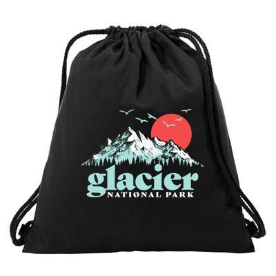 Glacier National Park Vintage 80s Mountains Cute Gift Drawstring Bag