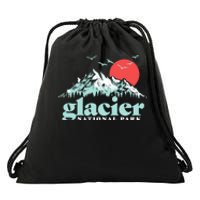 Glacier National Park Vintage 80s Mountains Cute Gift Drawstring Bag