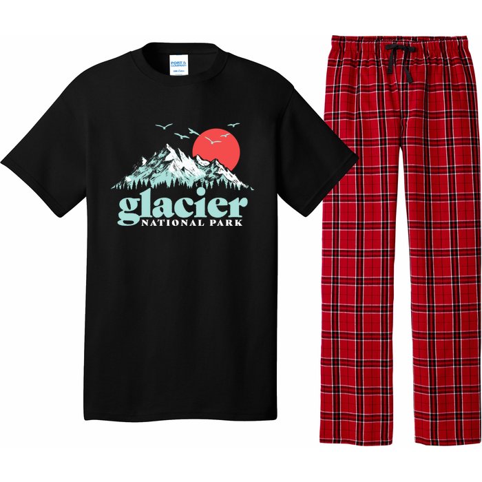 Glacier National Park Vintage 80s Mountains Cute Gift Pajama Set