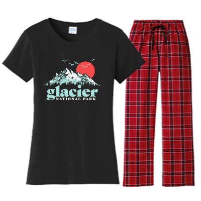 Glacier National Park Vintage 80s Mountains Cute Gift Women's Flannel Pajama Set