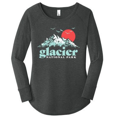 Glacier National Park Vintage 80s Mountains Cute Gift Women's Perfect Tri Tunic Long Sleeve Shirt