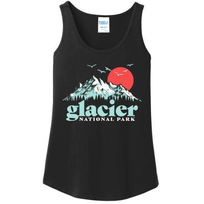 Glacier National Park Vintage 80s Mountains Cute Gift Ladies Essential Tank