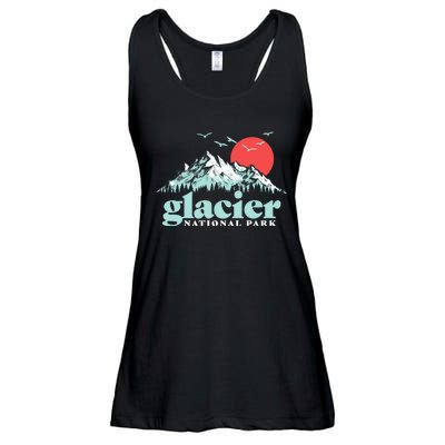 Glacier National Park Vintage 80s Mountains Cute Gift Ladies Essential Flowy Tank