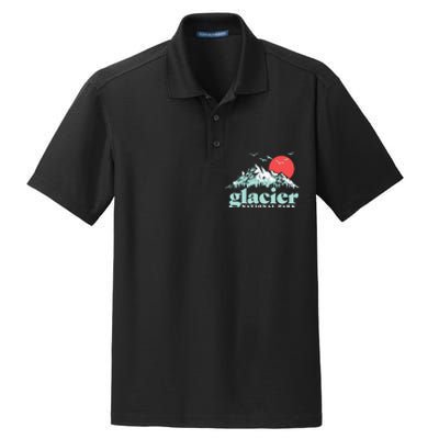 Glacier National Park Vintage 80s Mountains Cute Gift Dry Zone Grid Polo