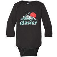 Glacier National Park Vintage 80s Mountains Cute Gift Baby Long Sleeve Bodysuit