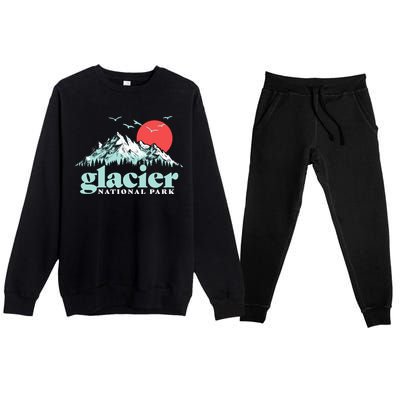 Glacier National Park Vintage 80s Mountains Cute Gift Premium Crewneck Sweatsuit Set