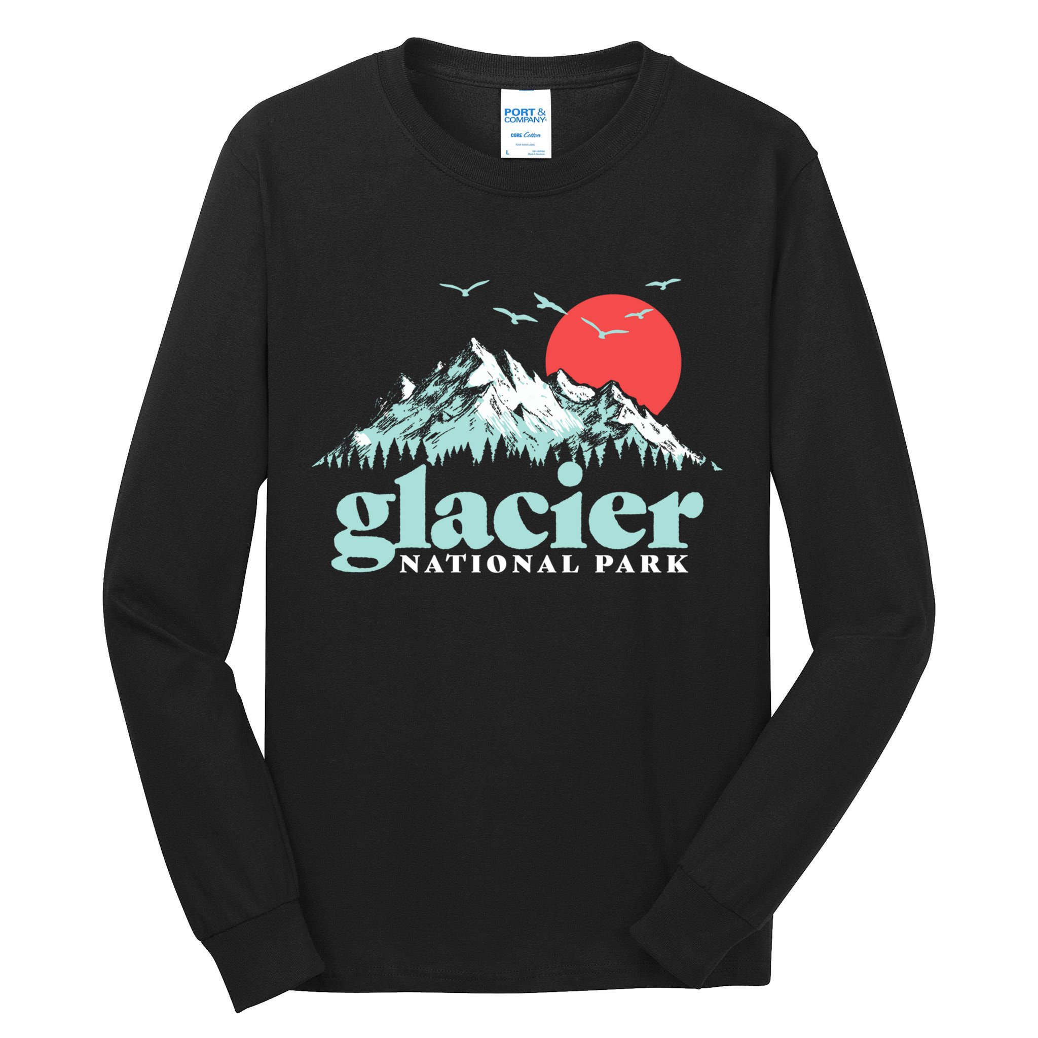 Glacier National Park Vintage 80s Mountains Cute Gift Tall Long Sleeve T-Shirt