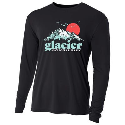 Glacier National Park Vintage 80s Mountains Cute Gift Cooling Performance Long Sleeve Crew