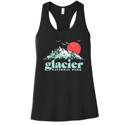 Glacier National Park Vintage 80s Mountains Cute Gift Women's Racerback Tank