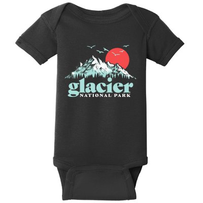 Glacier National Park Vintage 80s Mountains Cute Gift Baby Bodysuit