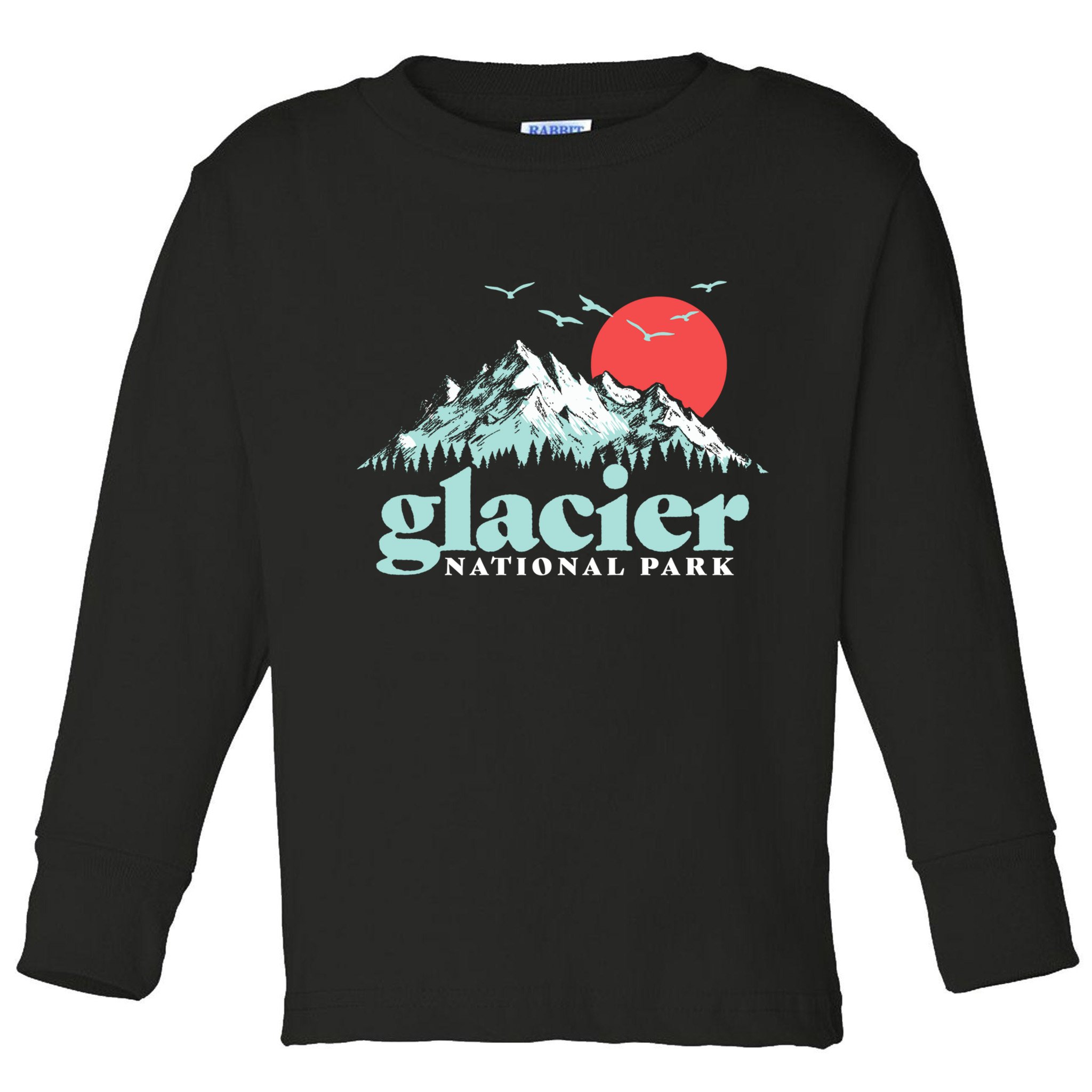Glacier National Park Vintage 80s Mountains Cute Gift Toddler Long Sleeve Shirt