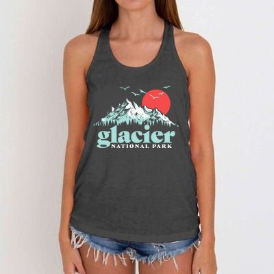 Glacier National Park Vintage 80s Mountains Cute Gift Women's Knotted Racerback Tank