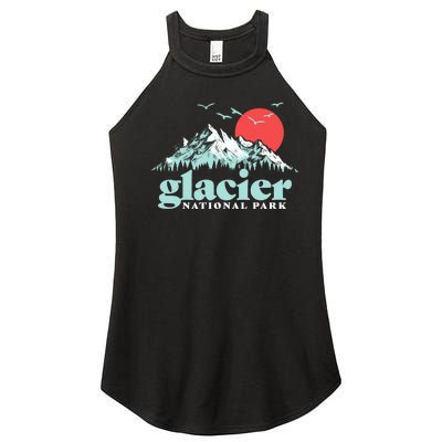 Glacier National Park Vintage 80s Mountains Cute Gift Women's Perfect Tri Rocker Tank