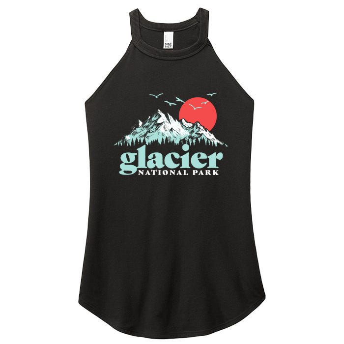 Glacier National Park Vintage 80s Mountains Cute Gift Women's Perfect Tri Rocker Tank