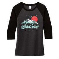 Glacier National Park Vintage 80s Mountains Cute Gift Women's Tri-Blend 3/4-Sleeve Raglan Shirt