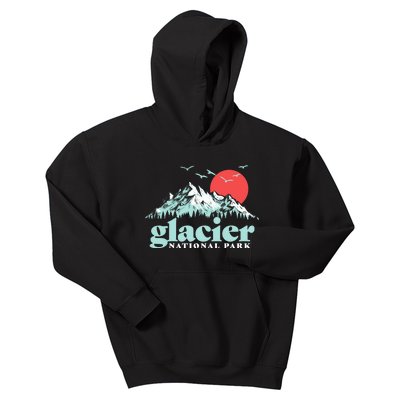 Glacier National Park Vintage 80s Mountains Cute Gift Kids Hoodie