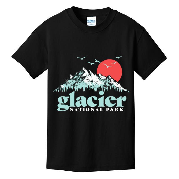 Glacier National Park Vintage 80s Mountains Cute Gift Kids T-Shirt