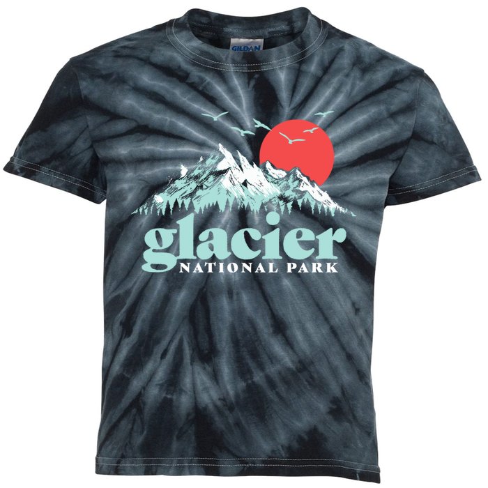 Glacier National Park Vintage 80s Mountains Cute Gift Kids Tie-Dye T-Shirt