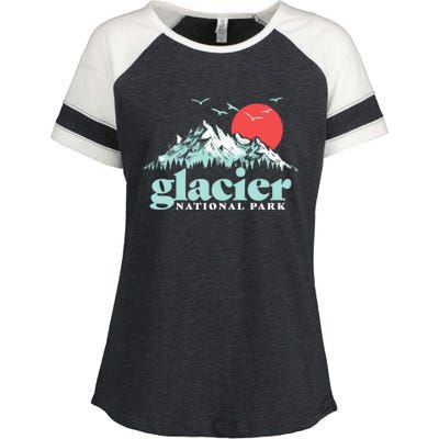 Glacier National Park Vintage 80s Mountains Cute Gift Enza Ladies Jersey Colorblock Tee