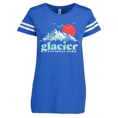 Glacier National Park Vintage 80s Mountains Cute Gift Enza Ladies Jersey Football T-Shirt