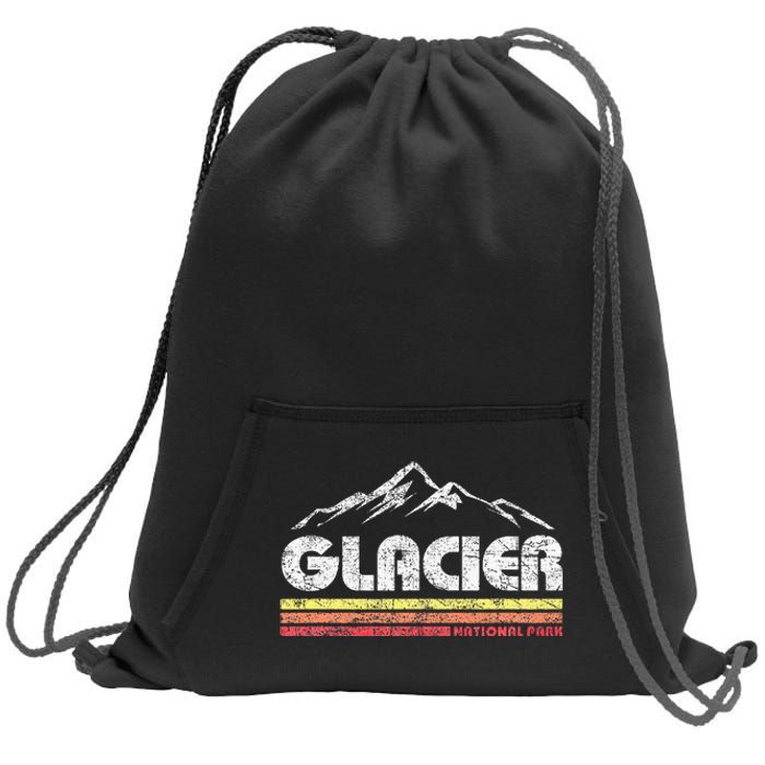 Glacier National Park Retro Mountain Souvenir Sweatshirt Cinch Pack Bag