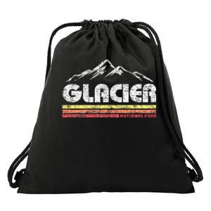 Glacier National Park Retro Mountain Souvenir Drawstring Bag