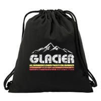 Glacier National Park Retro Mountain Souvenir Drawstring Bag