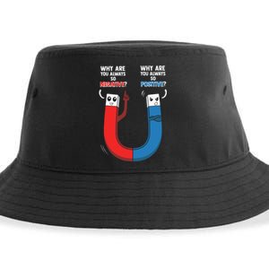 Geek Nerd Positive Negative Magnet Science Chemistry Sustainable Bucket Hat