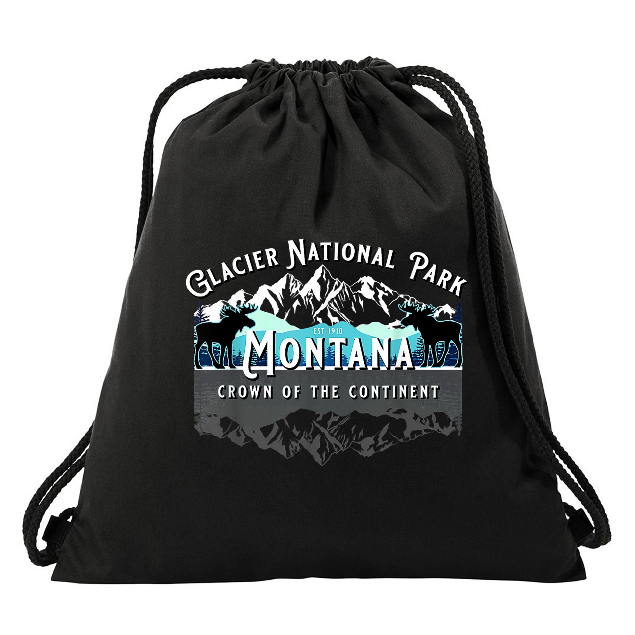 Glacier National Park Montana Moose Hiking Camping Souvenir Drawstring Bag