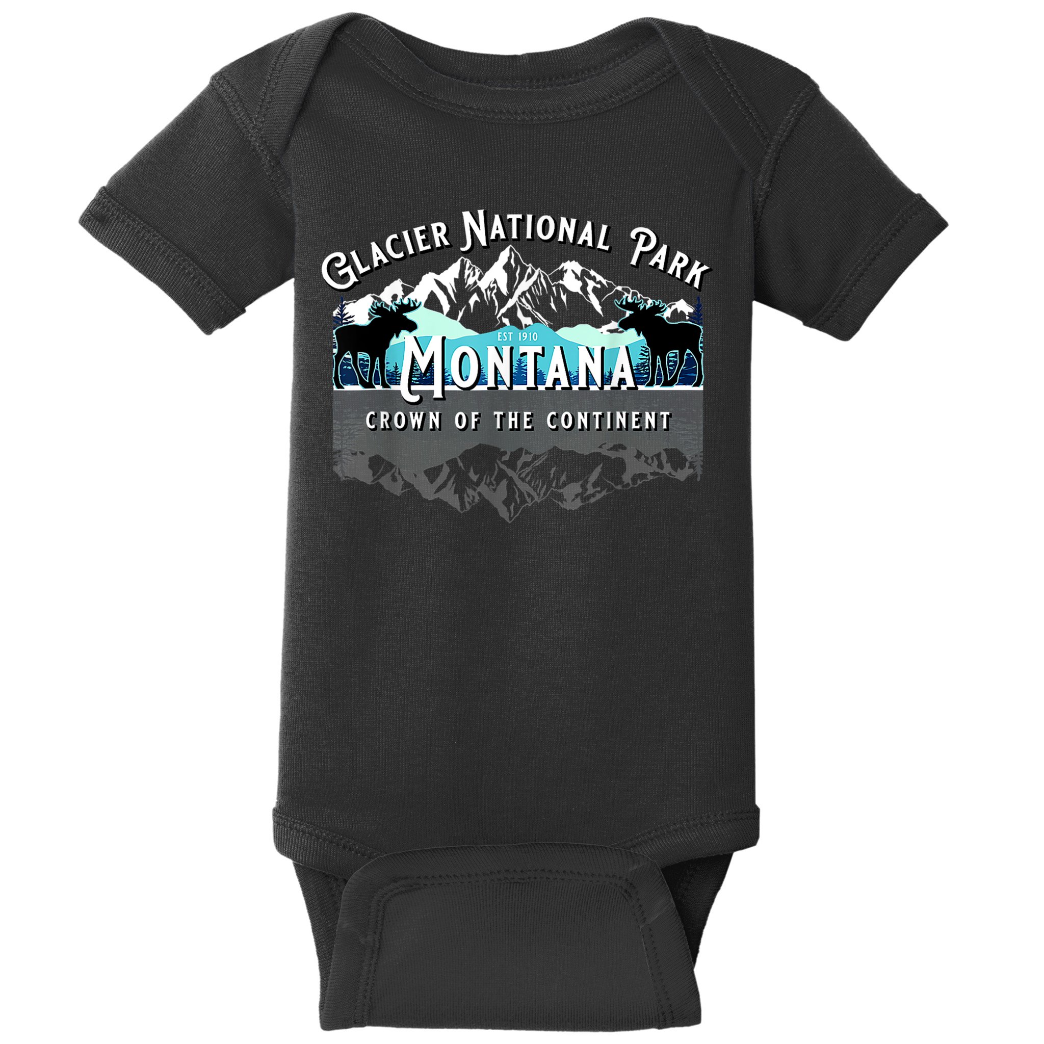 Glacier National Park Montana Moose Hiking Camping Souvenir Baby Bodysuit