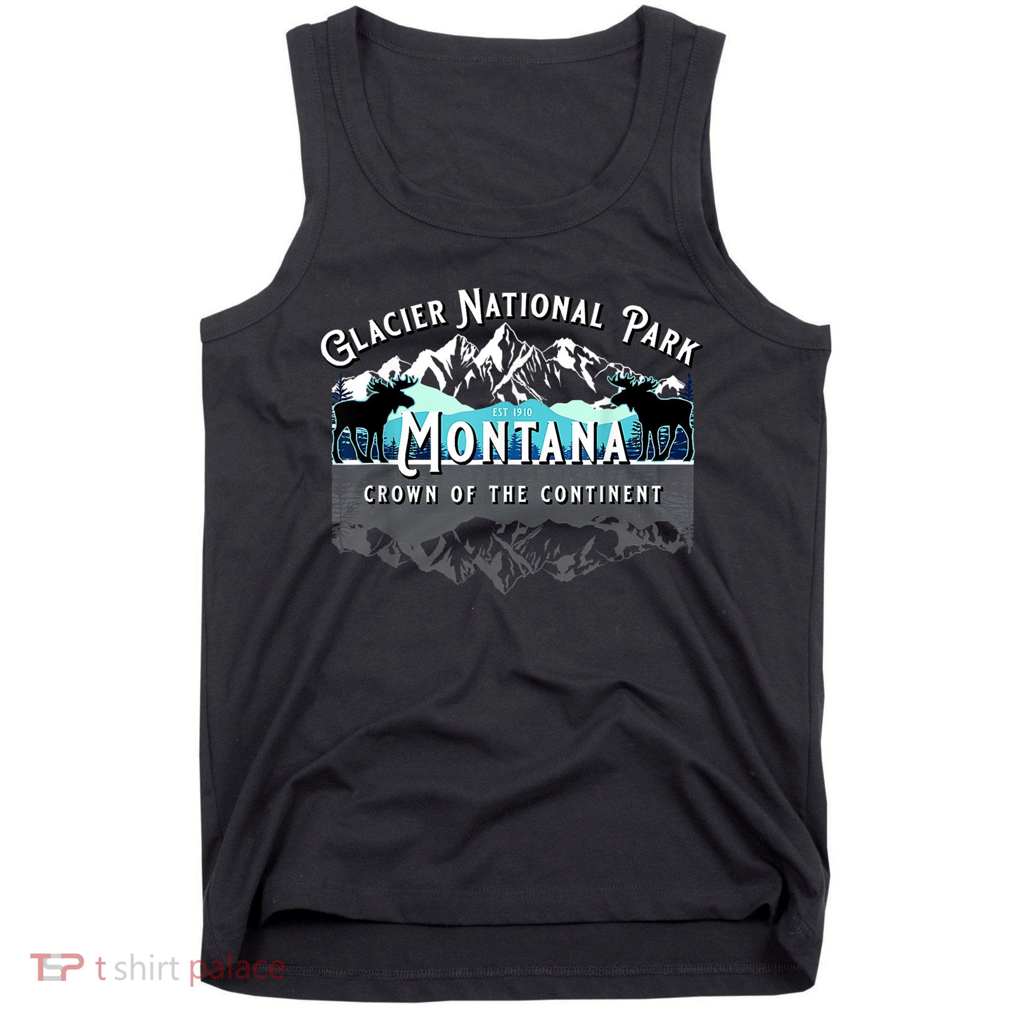 Glacier National Park Montana Moose Hiking Camping Souvenir Tank Top