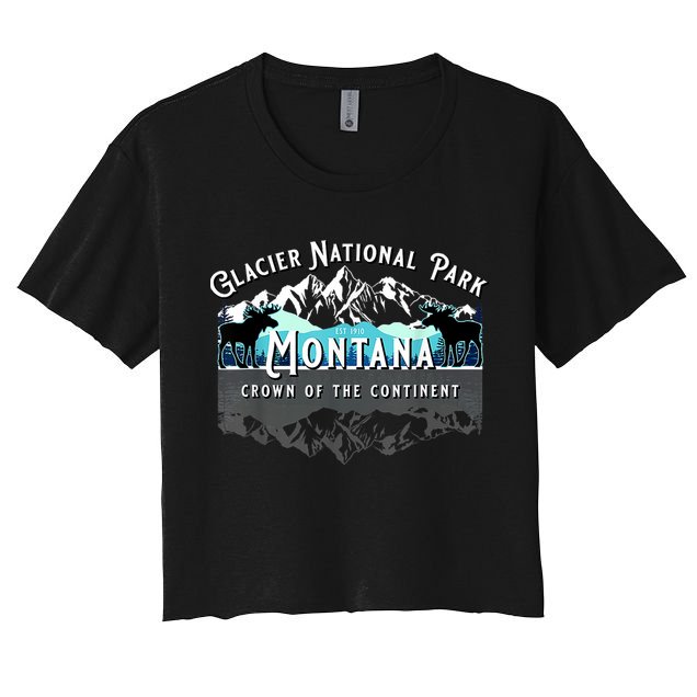 Glacier National Park Montana Moose Hiking Camping Souvenir Crop Top