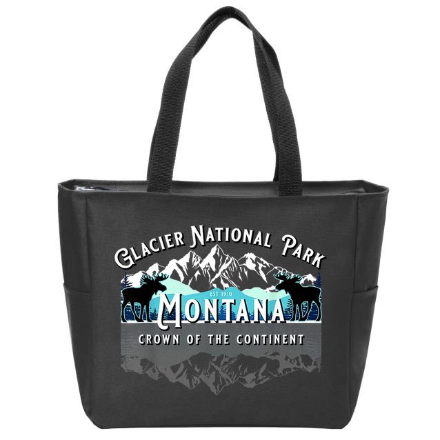 Glacier National Park Montana Moose Hiking Camping Souvenir Zip Tote Bag