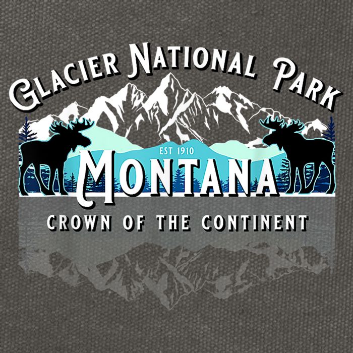 Glacier National Park Montana Moose Hiking Camping Souvenir Cotton Canvas Backpack