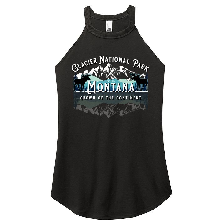Glacier National Park Montana Hiking Moose Camping Souvenir Gift Women's Perfect Tri Rocker Tank