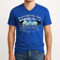 Glacier National Park Montana Hiking Moose Camping Souvenir Gift V-Neck T-Shirt