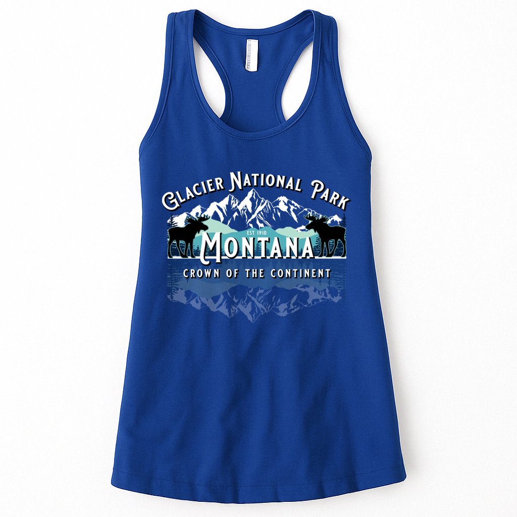Glacier National Park Montana Hiking Moose Camping Souvenir Gift Womens Tank Top