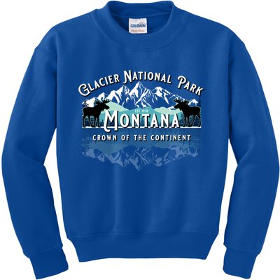 Glacier National Park Montana Hiking Moose Camping Souvenir Gift Kids Sweatshirt