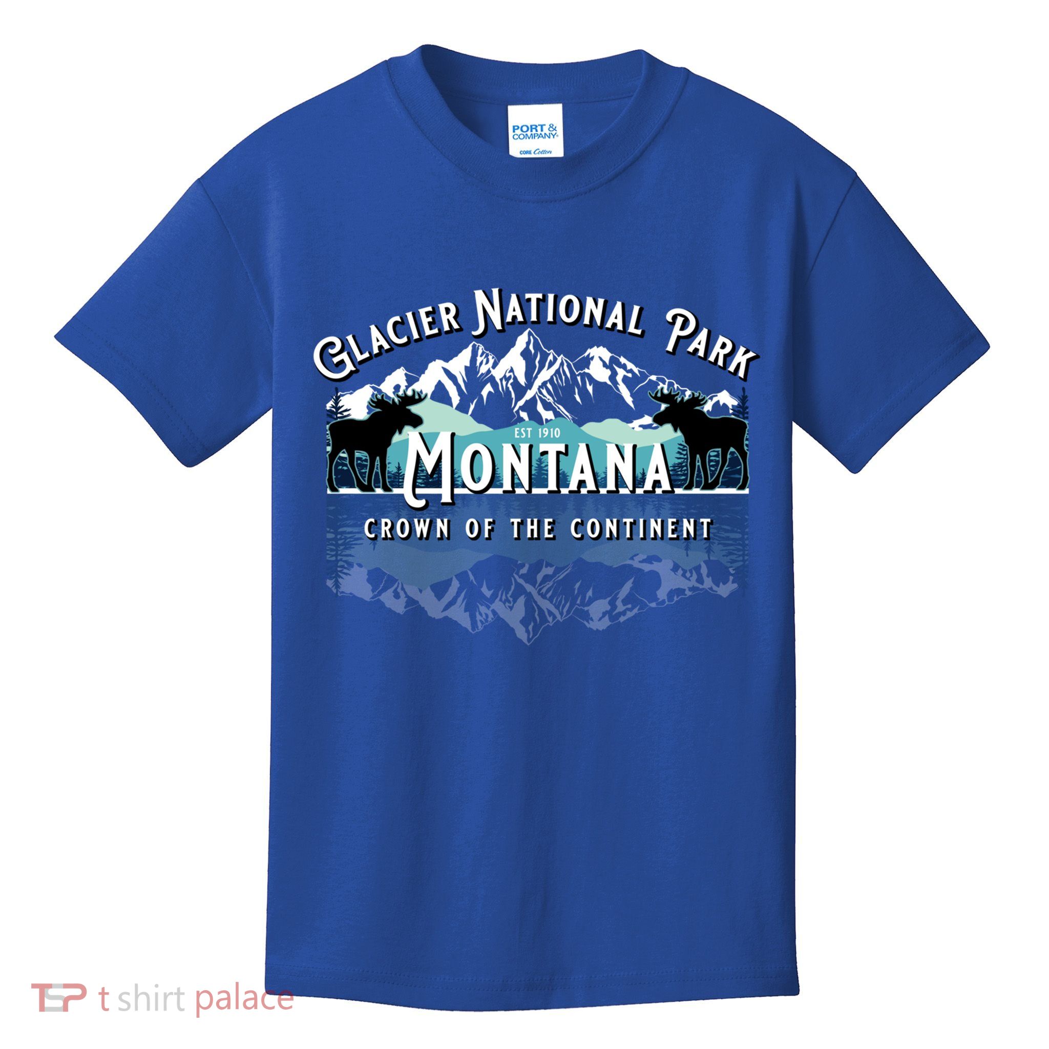 Glacier National Park Montana Hiking Moose Camping Souvenir Gift Kids T-Shirt