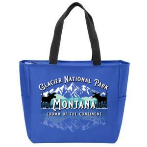 Glacier National Park Montana Hiking Moose Camping Souvenir Gift Zip Tote Bag