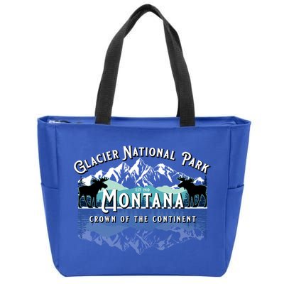 Glacier National Park Montana Hiking Moose Camping Souvenir Gift Zip Tote Bag