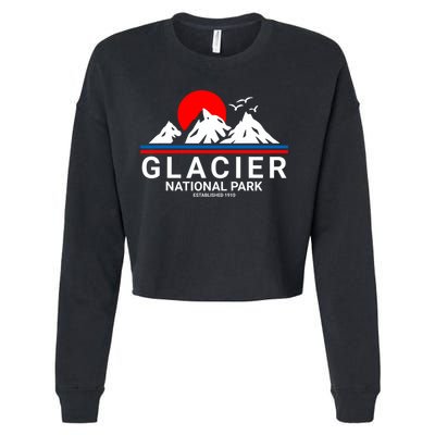 Glacier National Park Vintage Souvenir Hiking Cropped Pullover Crew