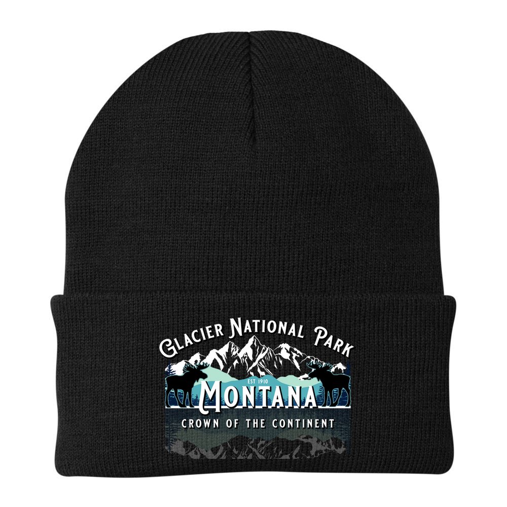 Glacier National Park Montana Hiking Camping Moose Souvenir Meaningful Gift Beanie