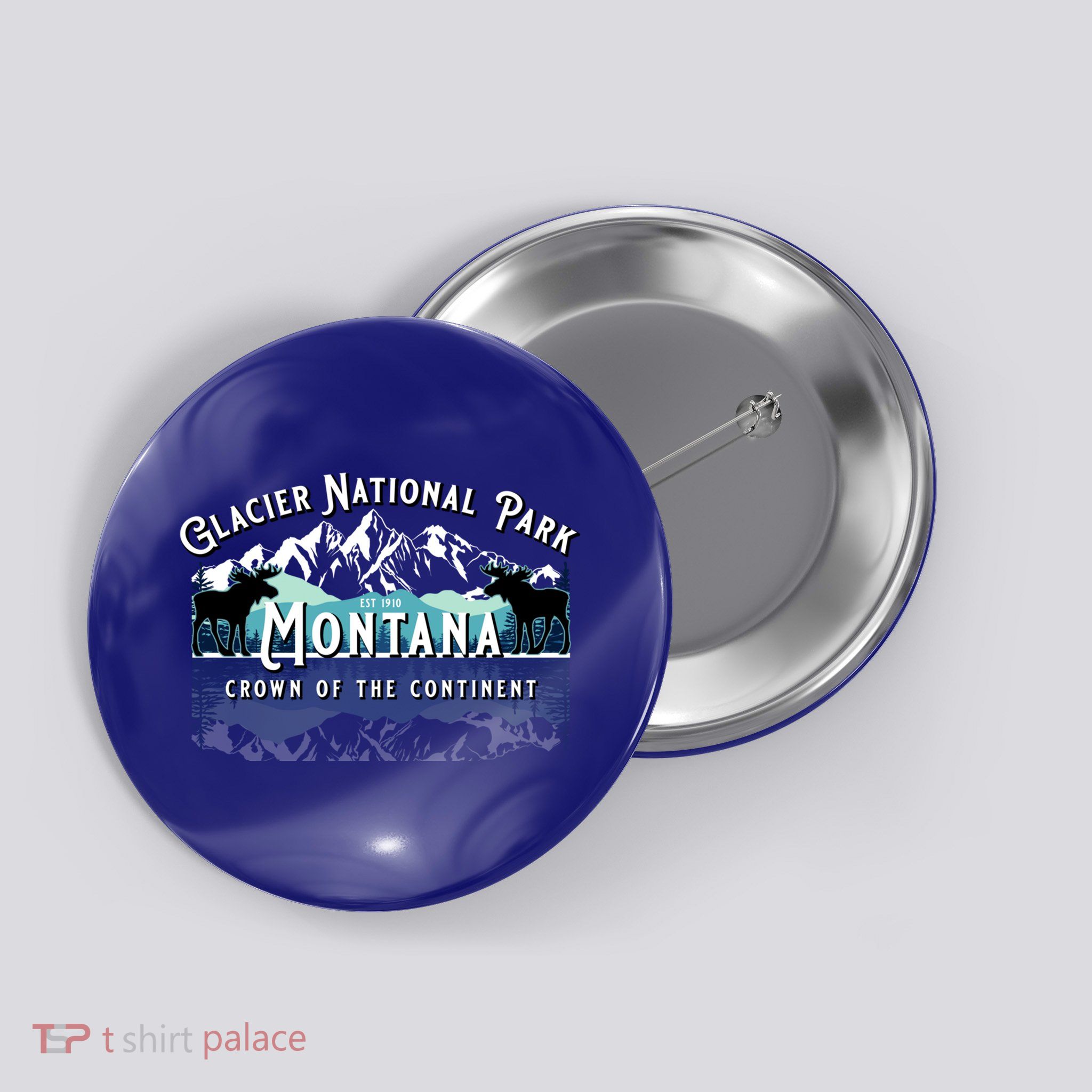 Glacier National Park Montana Hiking Camping Moose Souvenir Meaningful Gift Button