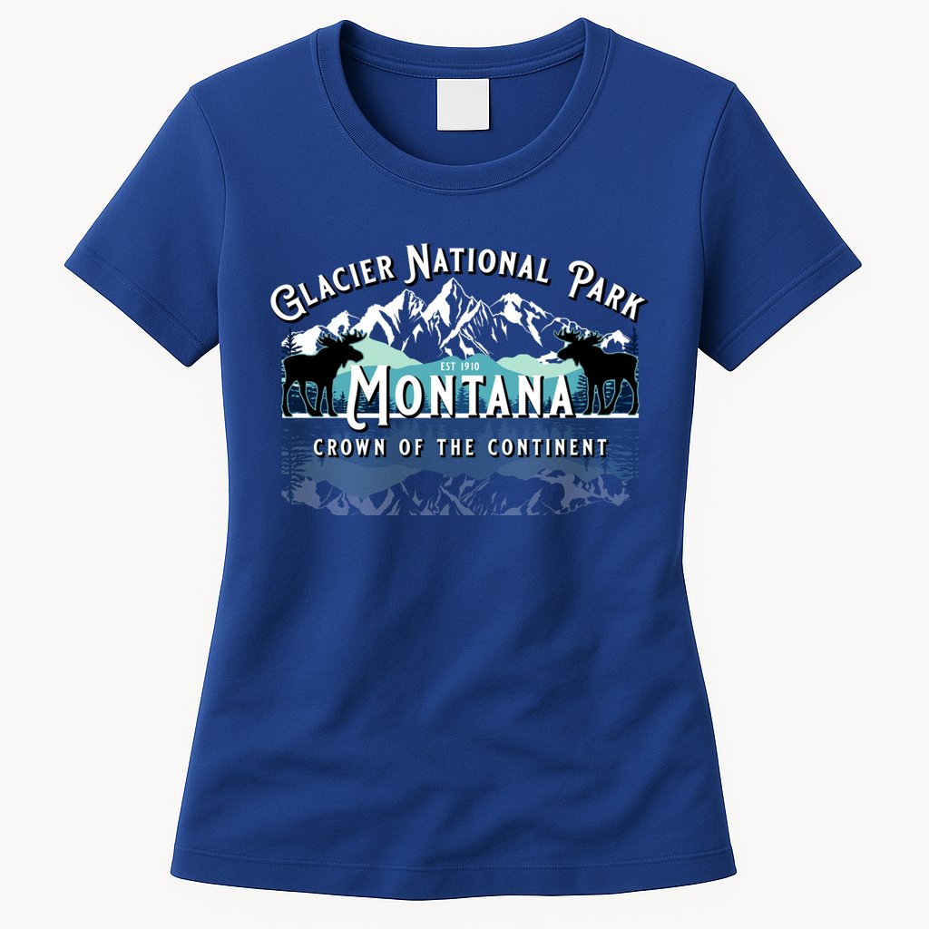 Glacier National Park Montana Hiking Camping Moose Souvenir Meaningful Gift Womens T-Shirt