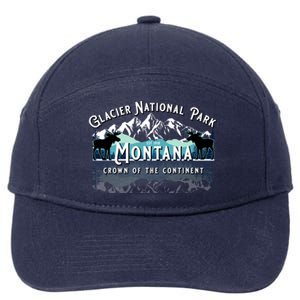 Glacier National Park Montana Hiking Camping Moose Souvenir Meaningful Gift 7-Panel Snapback Hat